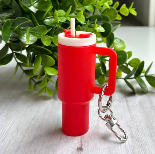 Mini Tumbler Keychain Carry Storage Container Red