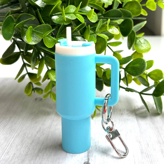 Mini Tumbler Keychain Carry Storage Container Light Blue