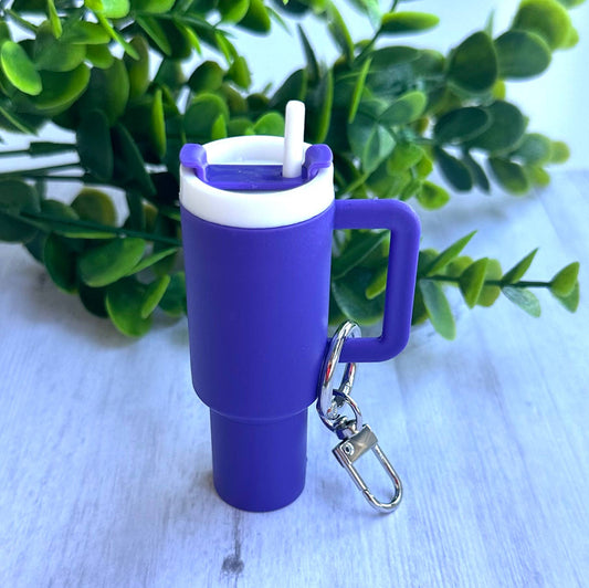 Mini Tumbler Keychain Carry Storage Container Purple