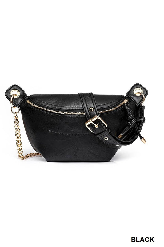 VEGAN LEATHER CONVERTIBLE SLING BELT BUM BAG