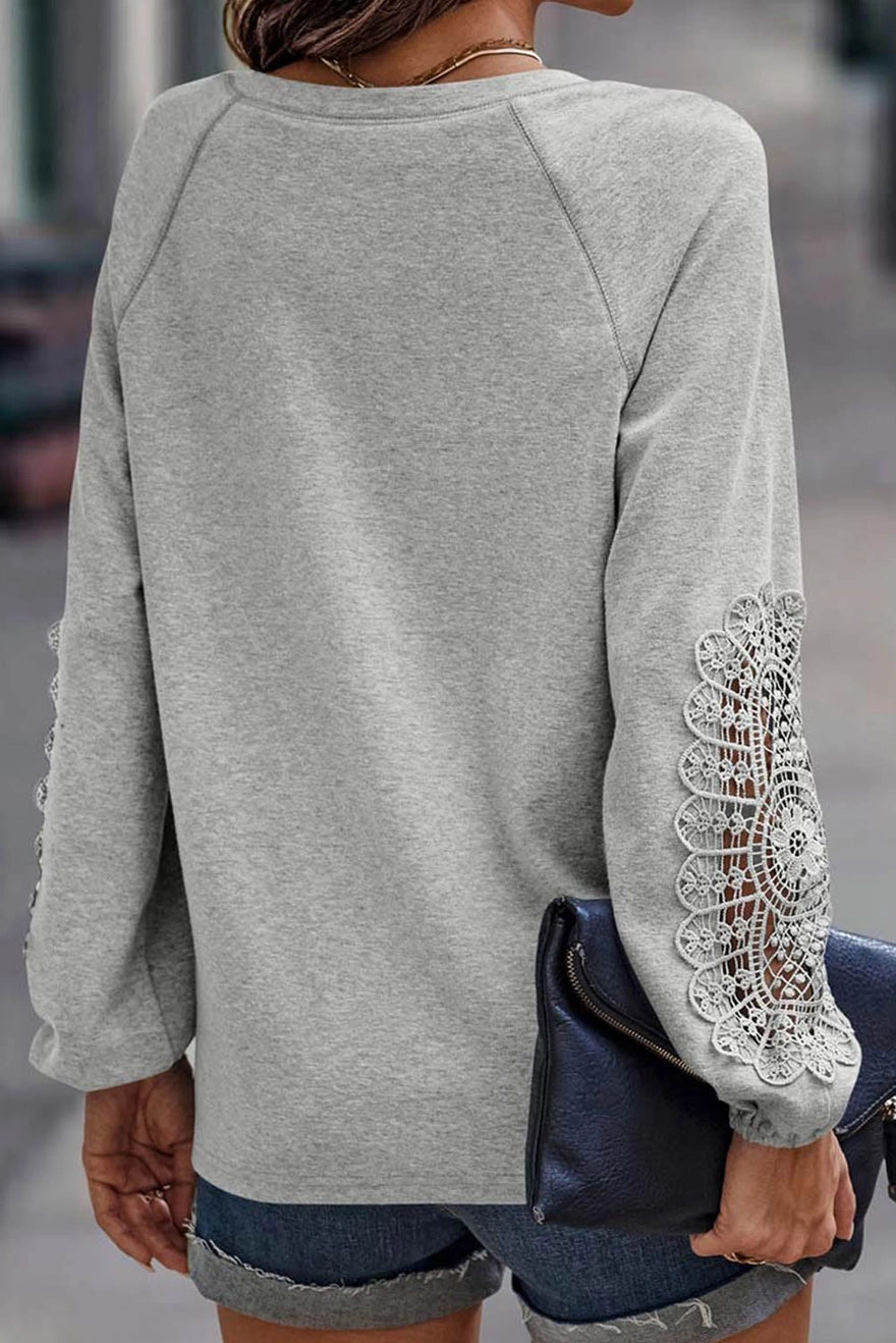 Embroidered Long Sleeve V-Neck Top