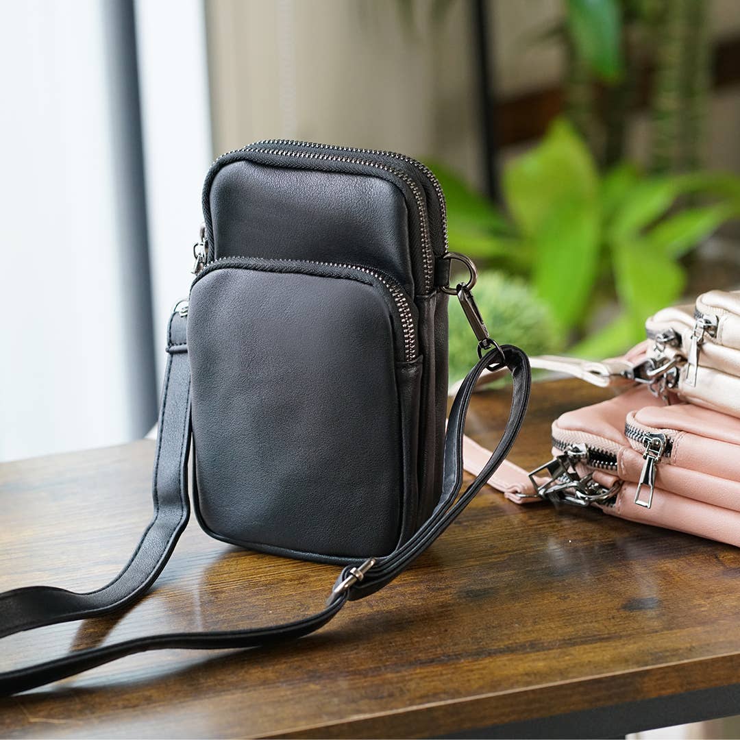 Multi Zipper Crossbody Cellphone Bag