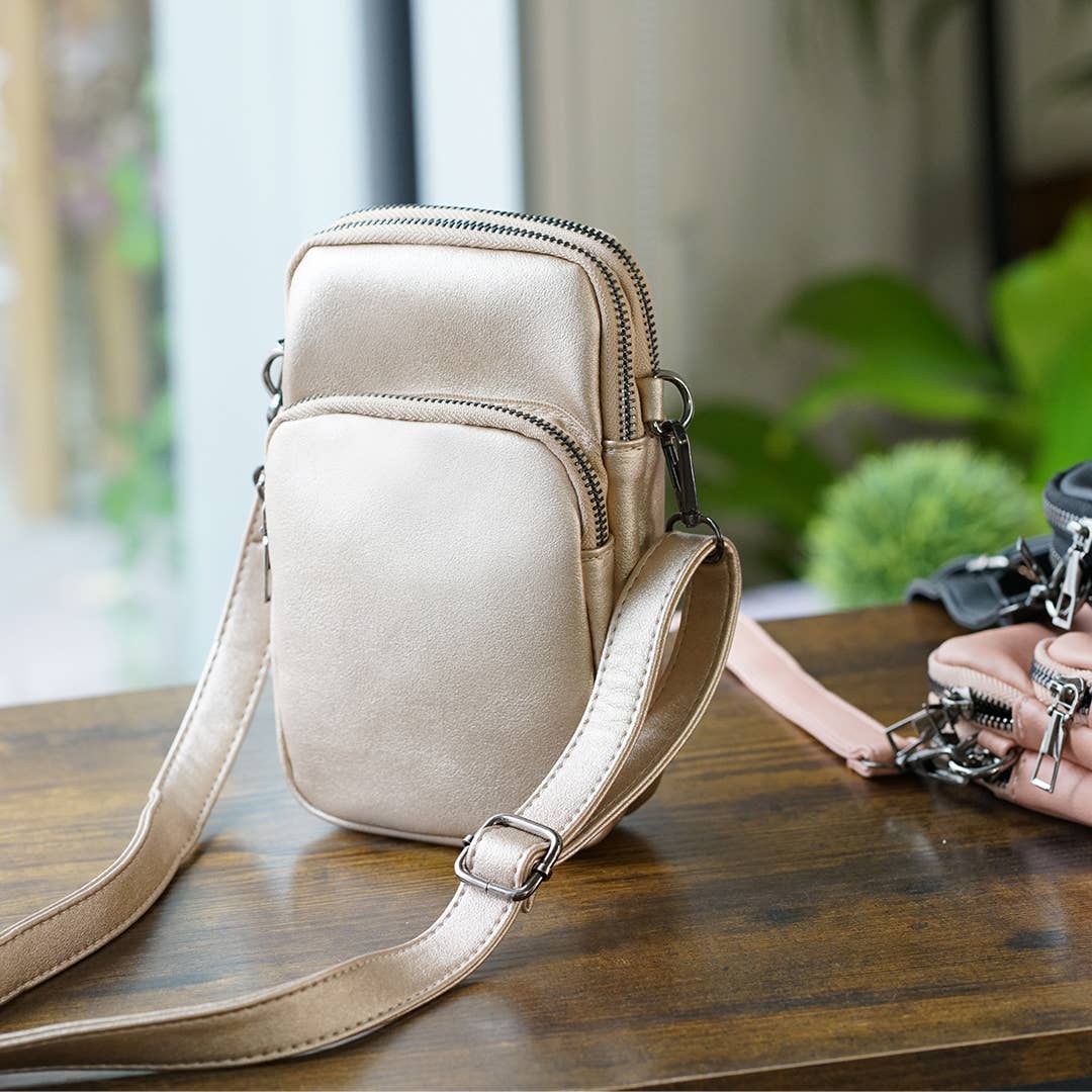 Multi Zipper Crossbody Cellphone Bag