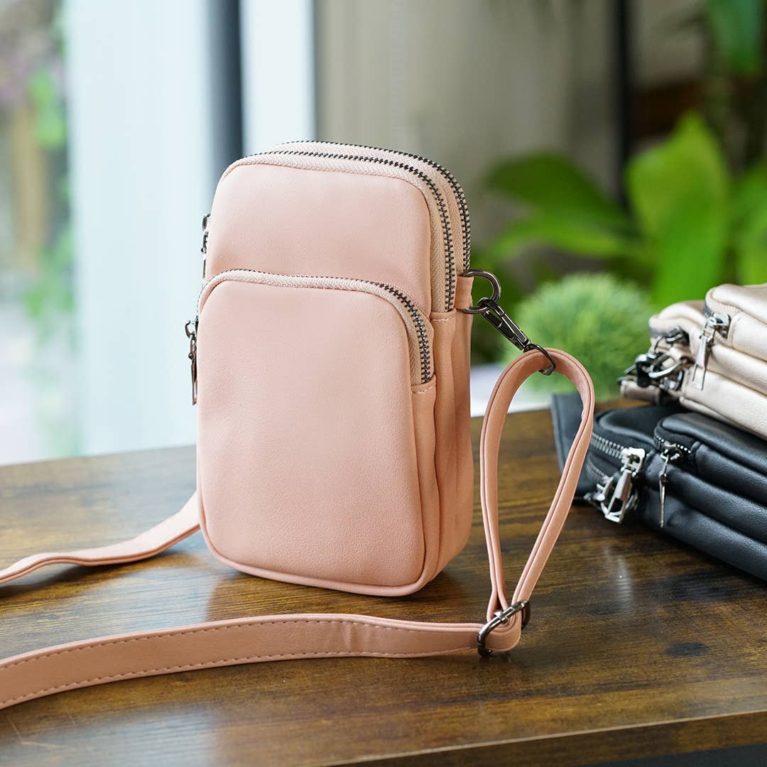 Multi Zipper Crossbody Cellphone Bag